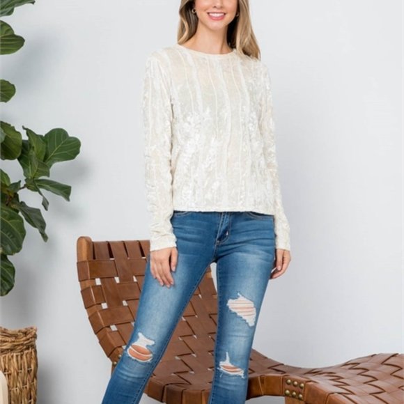 BOHO WOMENS CREAM VELVET LACE DETAIL BLOUSE TOP - Picture 7 of 7